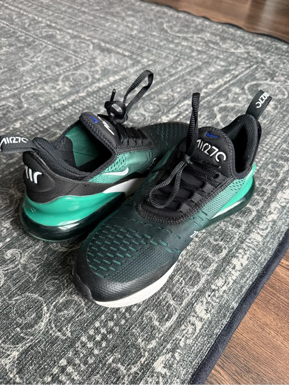 Nike Air Max 270 Youth Black and Teal Running Shoes